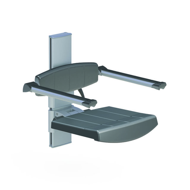 Variation #341 of WALL MOUNTED SHOWER SEAT WITH BACKREST & ARMREST, HEIGHT ADJUSTABLE