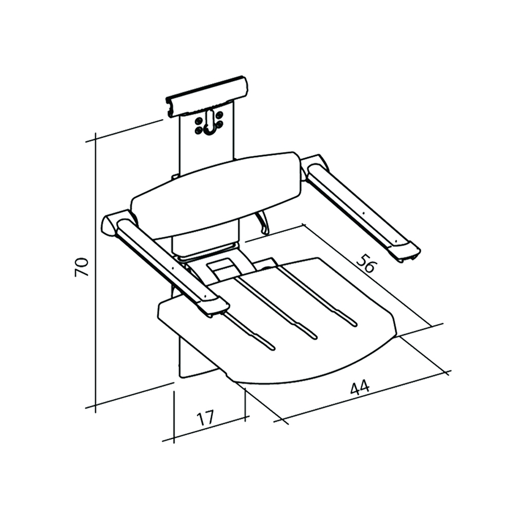 31-142-xx-shower-seat-for-horizontal-track-with-backrest-armrest-height-and-sideways-adjustable-diagram